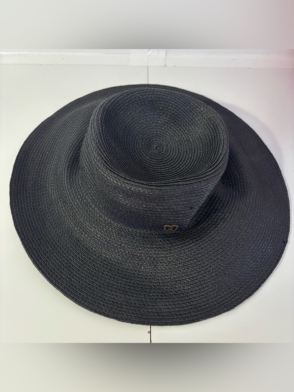 Eric Javits Black Wide-Brim Braided Straw Sun Hat